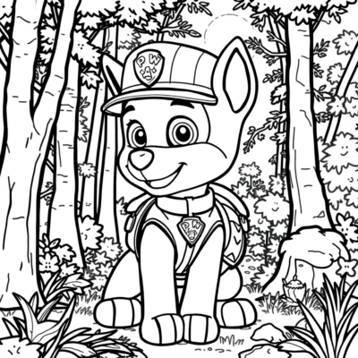 Livre de coloriage : PAT’ PATROUILLE : Tracker à l’écoute dans la forêt