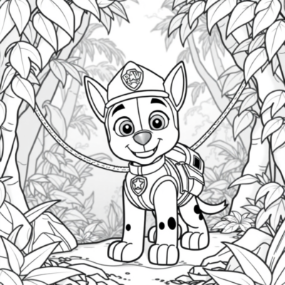 Colorier: PAW PATROL: Tracker dans la jungle avec une corde