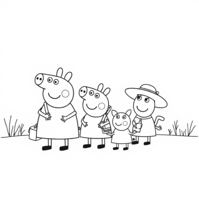 Colorier : Peppa – Peppa et sa famille en excursion