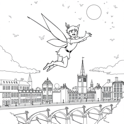 Livres à colorier : Peter Pan vole au-dessus de Londres