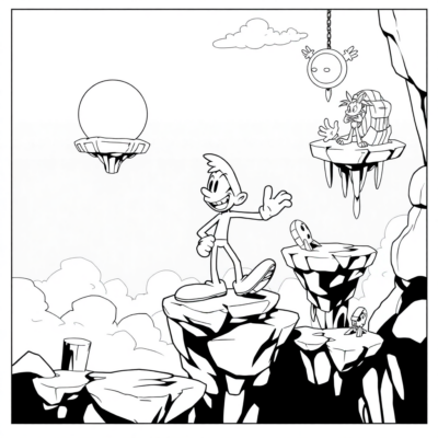Colorier : Rayman – Niveau avec des plateformes volantes