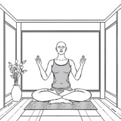 Coloriage : Détente – Méditation dans une chambre silencieuse