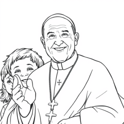 Livre de coloriage : Religion – Jean-Paul II souriant aux enfants