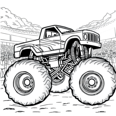 Coloriage : Voiture – Monster truck en spectacle