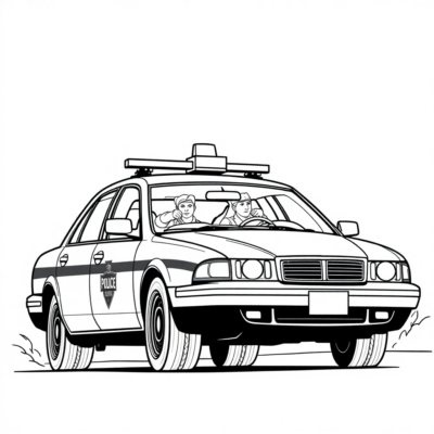 Livre à colorier : Voiture – Voiture de police en mission