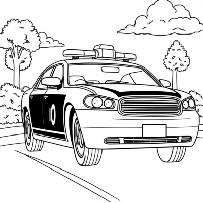 Livre de coloriage : Voiture – Voiture de police en service