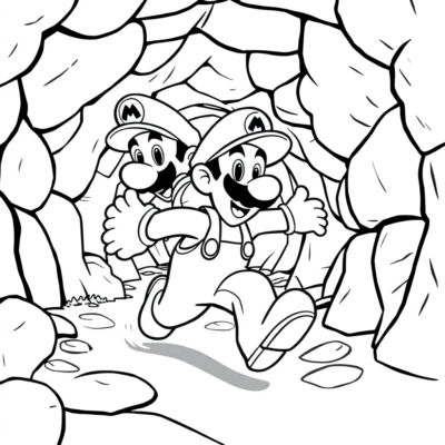 Livre de coloriage : Super Mario – Luigi court à travers les souterrains