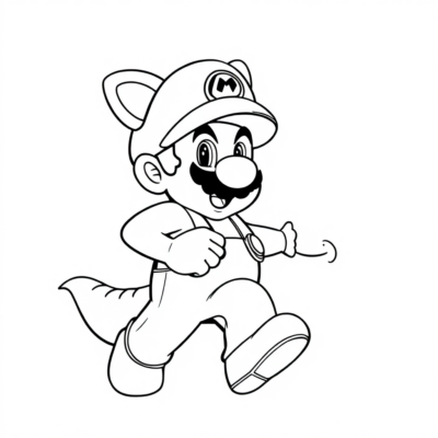 Coloriez : Super Mario – Mario en costume Tanooki