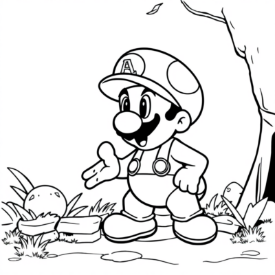 Coloriage : Super Mario – Toad aide Mario à travers les niveaux