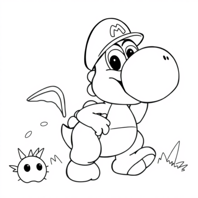 Livre de coloriage : Super Mario – Yoshi affronte les ennemis