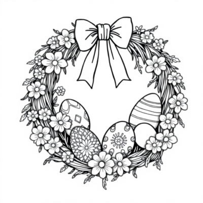 Coloriage : Guirlande de Pâques avec des œufs décorés