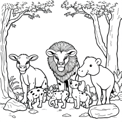 Livre de coloriage : Animaux – Animaux au zoo