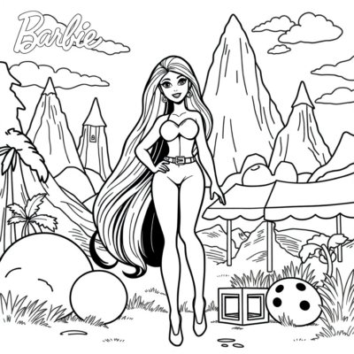 Coloriage : Barbie dans le monde des jeux – coloriages à imprimer