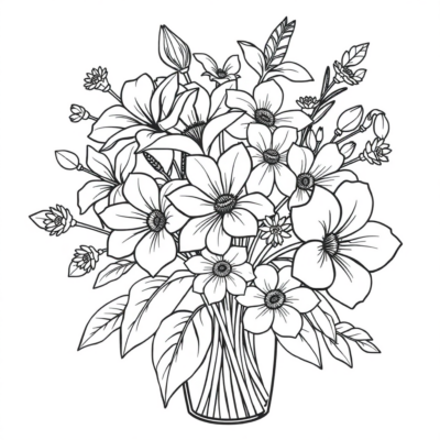 Cahier de coloriage : bouquet de fleurs, coloriage pour enfants