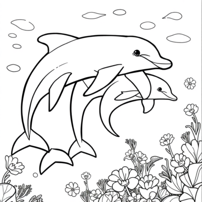 Dauphins coloriage
