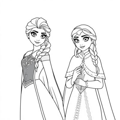 Elsa et Anna Coloriages