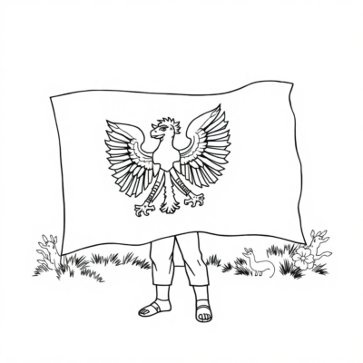 Livre de coloriage : drapeau de la Pologne, coloriage pour enfants