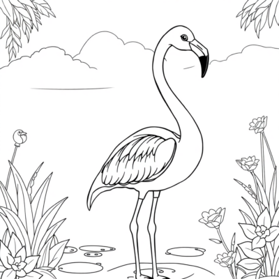 Coloriez: flamant rose colorière pour enfants