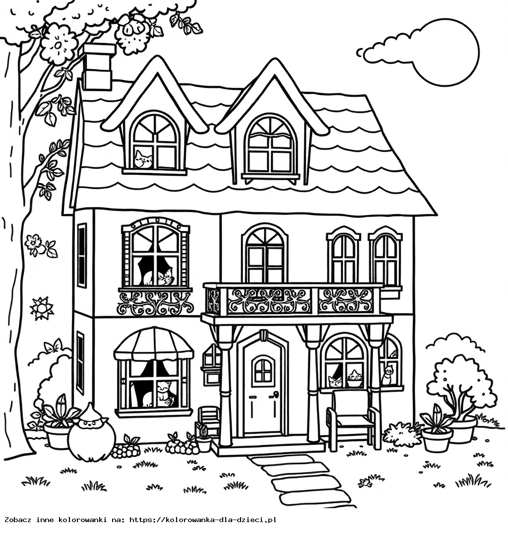Pages de coloriage de la maison des chats de Gabby