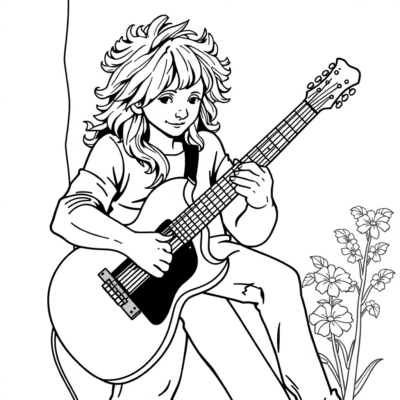 Livre de coloriage : guitare, livre de coloriage pour enfants