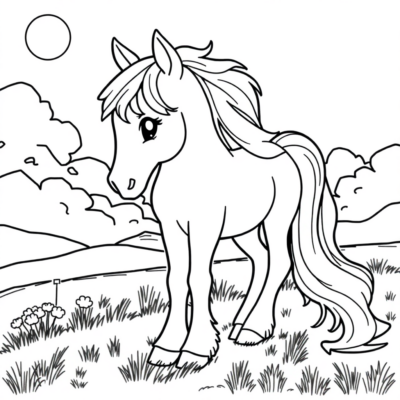 Cahier de coloriage : jeux de coloriage Pony