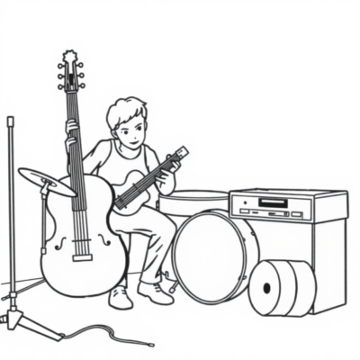Livre de coloriage : instruments de musique pour enfants