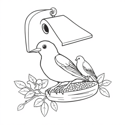 Livre de coloriage : mangeoire pour oiseaux, livre de coloriage pour enfants