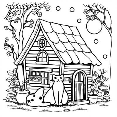 Maison des Chats Gabi Coloriage