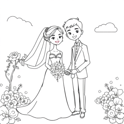 Livre de coloriage : livre de coloriage de mariage pour enfants