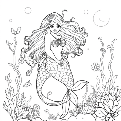 Livre de coloriage : coloriage sirène
