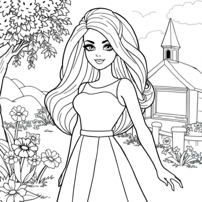 Coloriage : coloriages Barbie dans le monde des jeux