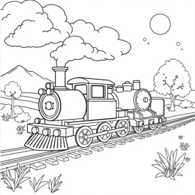 Livre de coloriage : coloriages pour enfants de la locomotive