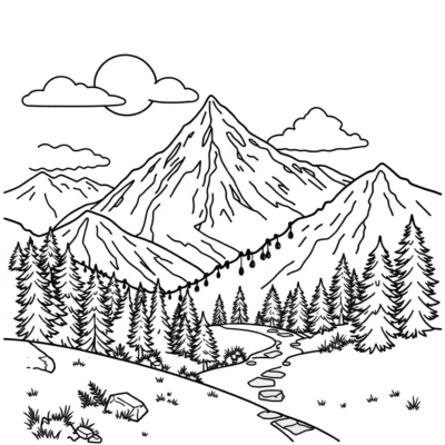 Livre de coloriage : coloriages pour enfants montagnes