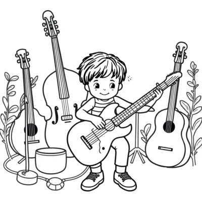 Livre de coloriage : coloriages pour enfants instruments de musique