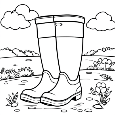Livre de coloriage : coloriages pour enfants bottes en caoutchouc