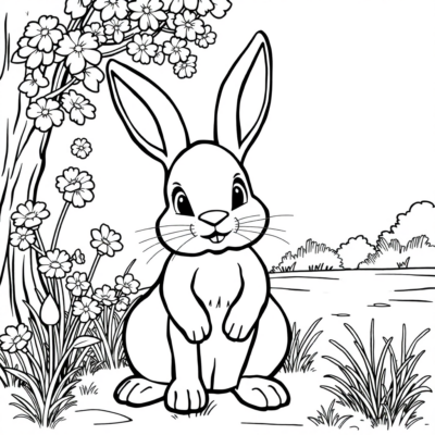 Dessin à colorier : coloriages pour enfants – lapin