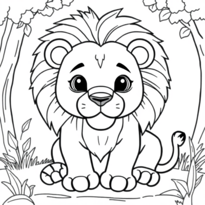 Coloriage: coloriages pour enfants lion