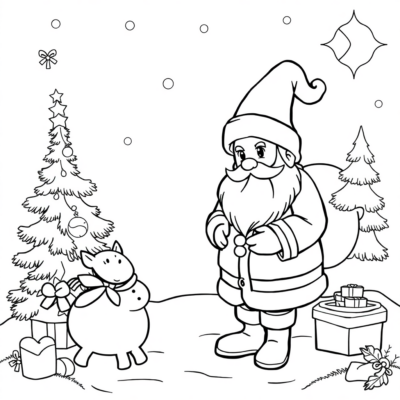 Dessin à colorier : coloriages pour enfants du Père Noël