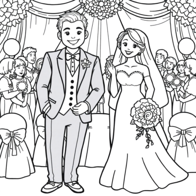 Livre de coloriage : coloriages pour enfants pour un mariage