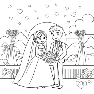 Livre de coloriage : coloriages pour enfants pour un mariage à imprimer
