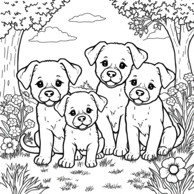 Coloriage : coloriages pour enfants avec des chiots