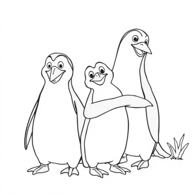 Coloriage : coloriages pour enfants – les pingouins de Madagascar