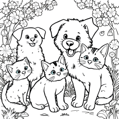Livre de coloriage : coloriages pour enfants chiens et chats