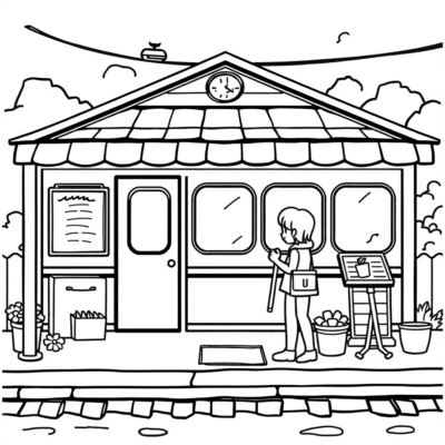 Coloriage : coloriages pour enfants de la gare