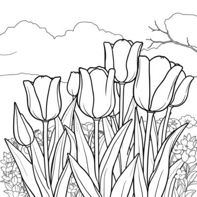 Livre de coloriage : coloriages pour enfants de tulipes