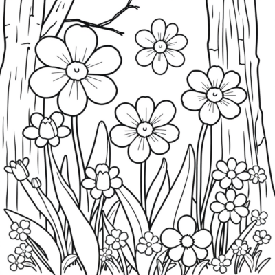 Livre de coloriage : coloriages pour enfants fleurs de printemps