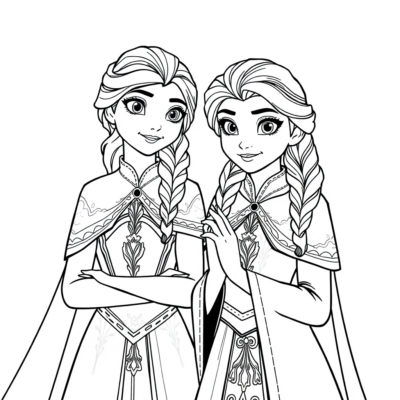 Dessins à colorier d’Elsa et Anna