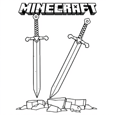 Dessins à Colorier Minecraft Épées