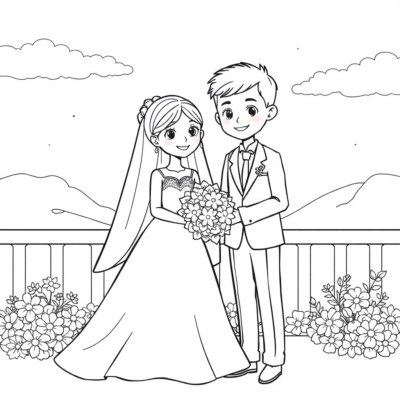 Livre de coloriage : coloriages de mariage pour enfants