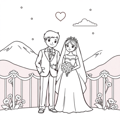 Livre de coloriage : coloriages de mariage pour enfants à imprimer